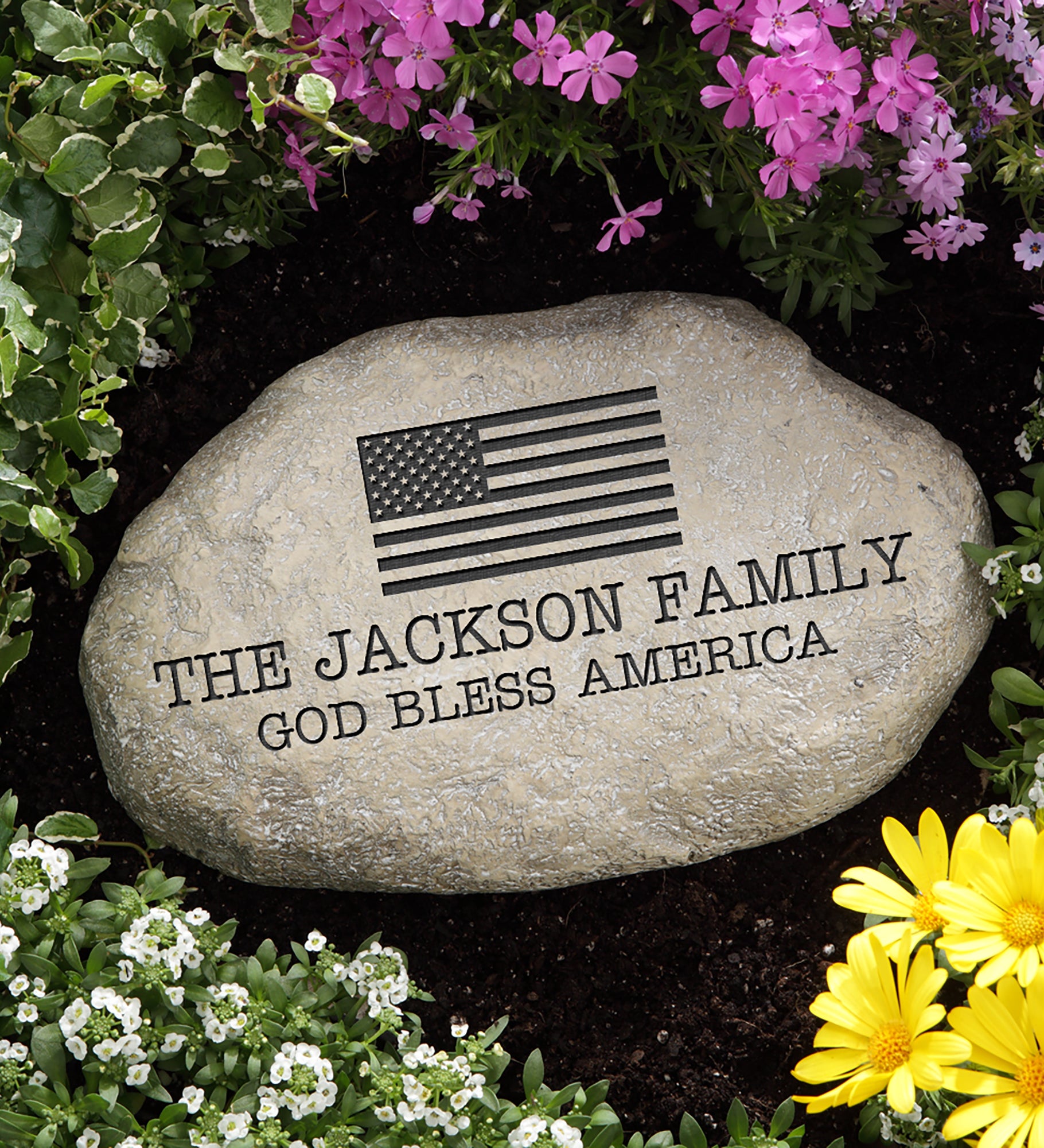 American Flag Personalized Garden Stone